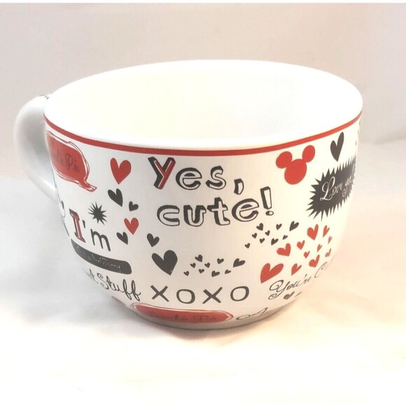 DISNEY MINNIE/MICKEY MOUSE LOVE VALENTINE COFFEE/SOUP MUG 20 OZ LARGE 5" DIAM - Picture 5 of 9